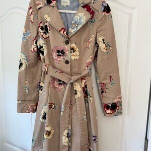 Anthropologie Elevenses Pansy Corset Trench Coat